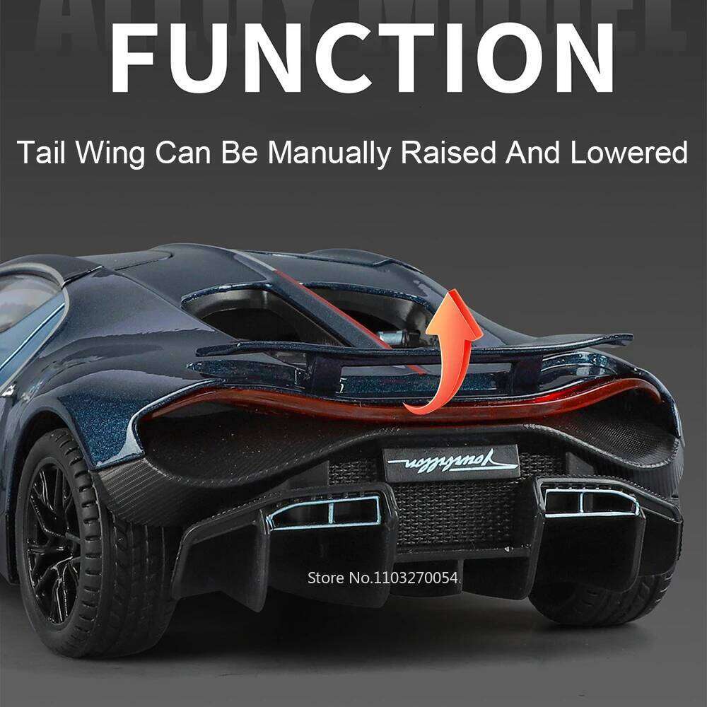 1:24 Tourbillon Bolide Miniature Models Diecast Alloy Car Toys Sound Light Pull Back Doors Opened Vehices Christmas Gift for Boy Z260306