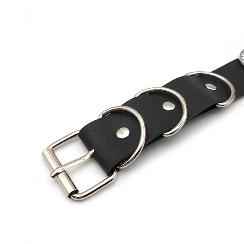 Black Goth Belt PU Customized Letters Choker Necklace Punk Sexy Men Women Personalized Collars Buckle Chocker Cosplay Jewelry 260302
