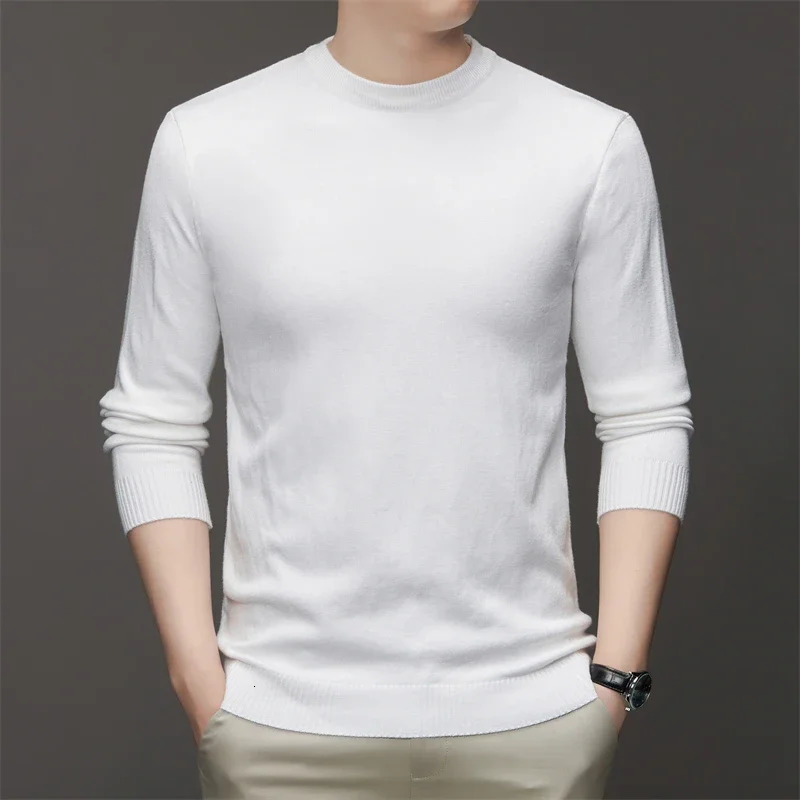 7 Colour Mens Round Neck Long Sleeved Solid Color Sweater Soft Warm and Comfortable Top with a Base 260305