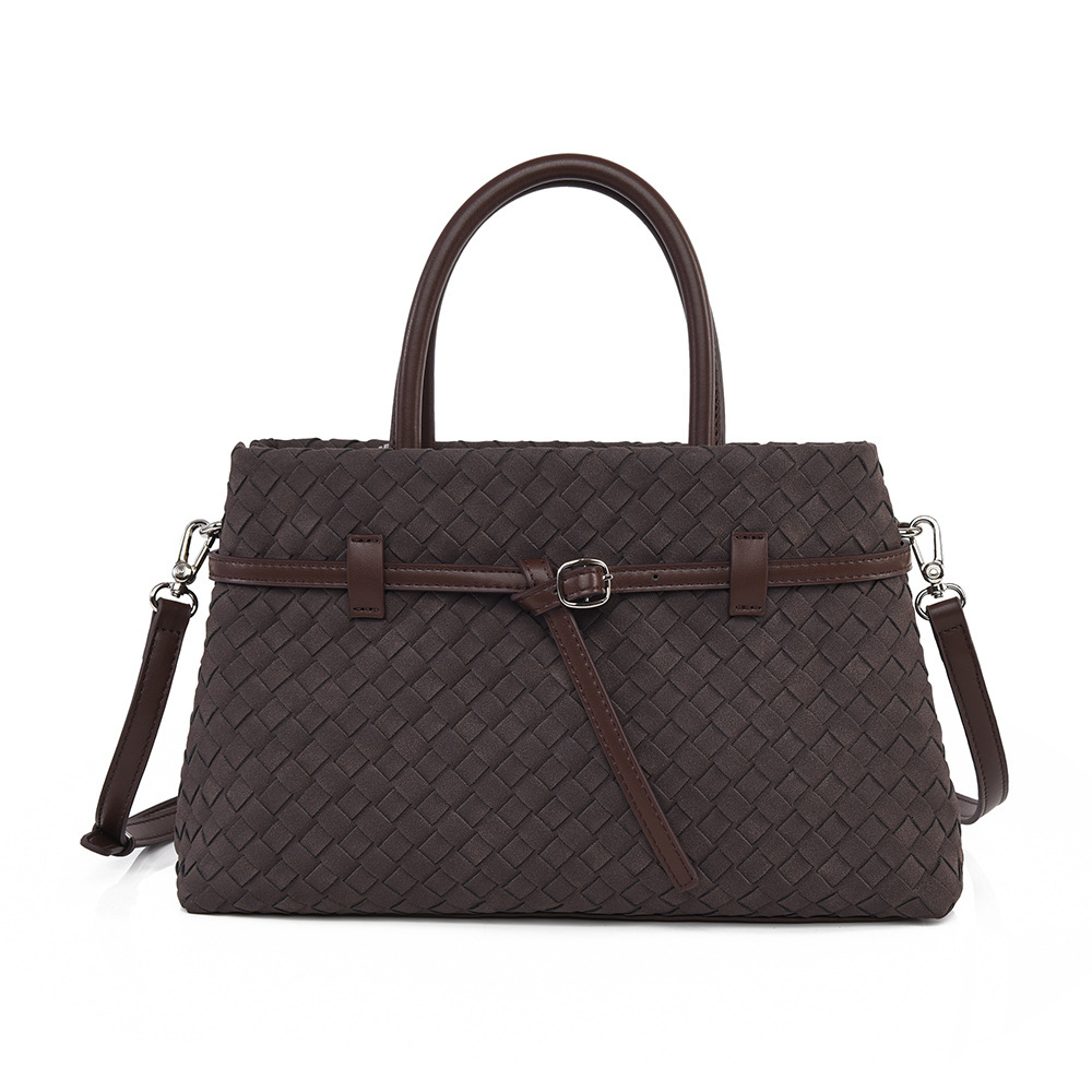 Cross Border Handbag Autumn And Winter Fashion High-end Woven Bag Large Capacity Soft Leather Commuting Bag Designer Bag Retro Single Shoulder Women&#