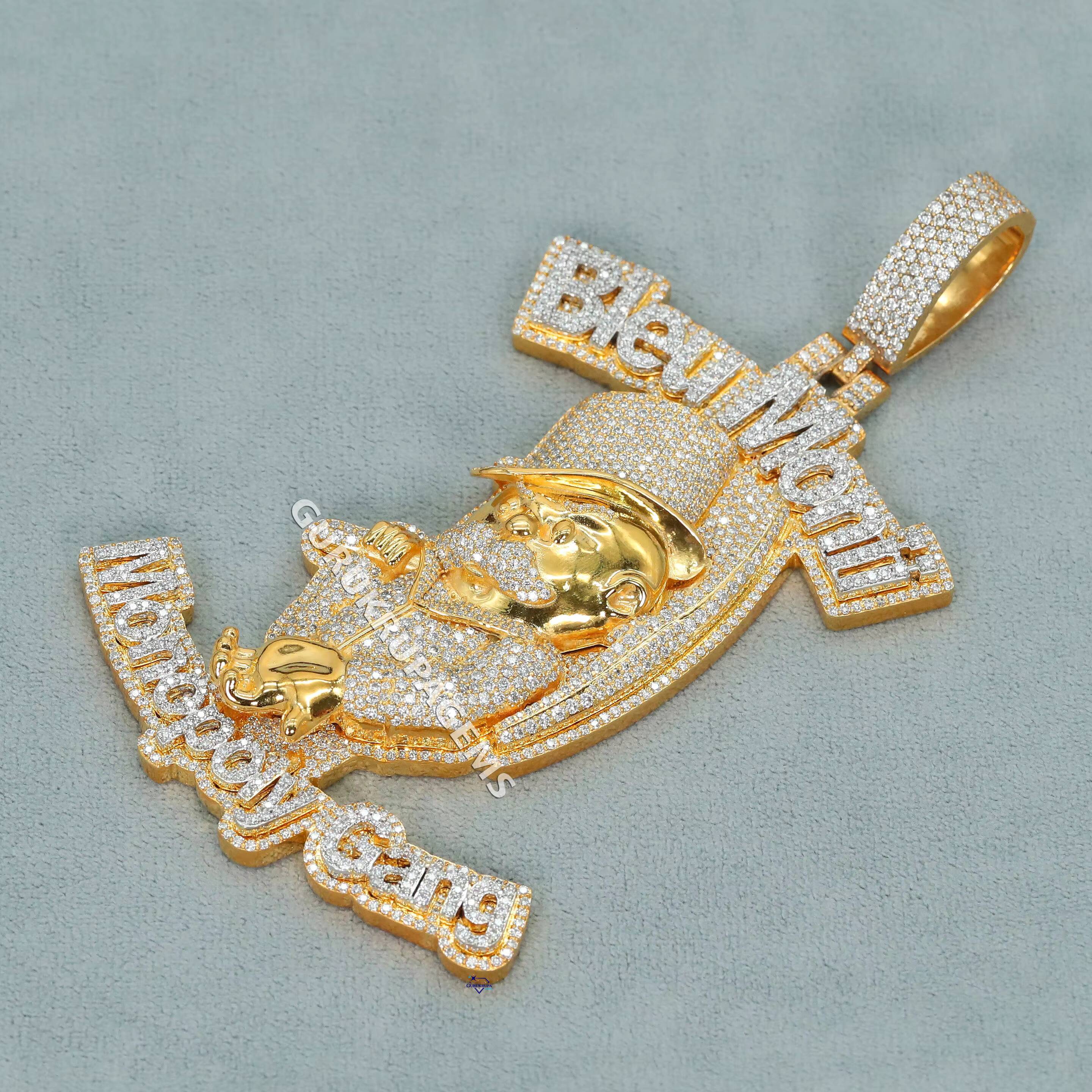 Custom Hip Hop Jewelry in 925 Sterling Silver Moissanite Diamond Pendants for Mens With VVS Clarity for Any Occasion