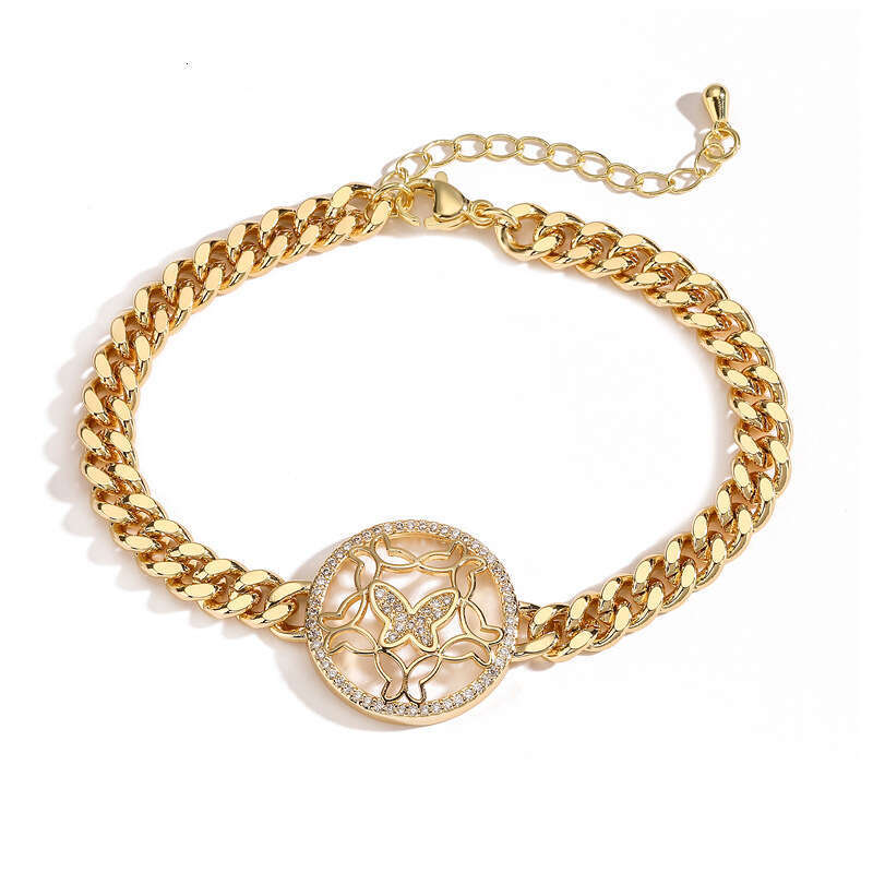 European American hip-hop minimalist Cuban chain butterfly bracelet, fashionable light luxury jewelry for boys and girls, high-end bracelet
