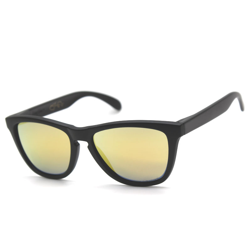 Frogskins Sunglasses Mens Designer High Quality Black Frame Glasses Ladys Fashion Gold Lens Polarized Eyewear 55mm