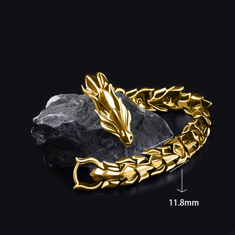 Luxury Brand Designer Jewelry Hot-Selling European And American Retro Dragon Head Multi-Color Hand Jewelry Bracelet Dragon Lin Metal Dragon Bone Pu