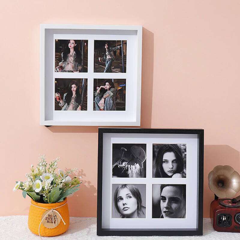 1PC wooden frame collage with 4 openings suitable for wall and table decoration photo frames H260306