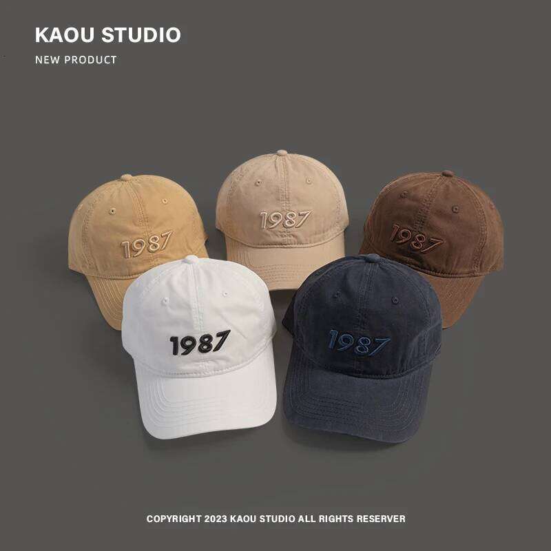 Men's 1987 Embroidered Baseball Quality Deep Top Curved Brim Peaked Cap Female Spring and Autumn All-Match Y260304