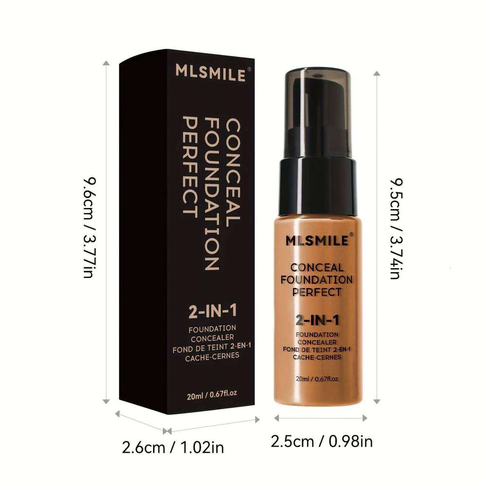 2pcs 2-In-1 Oil Control Liquid And Conceal, Full Coverage Long Lasting Waterproof Foundation Makeup 26L0306