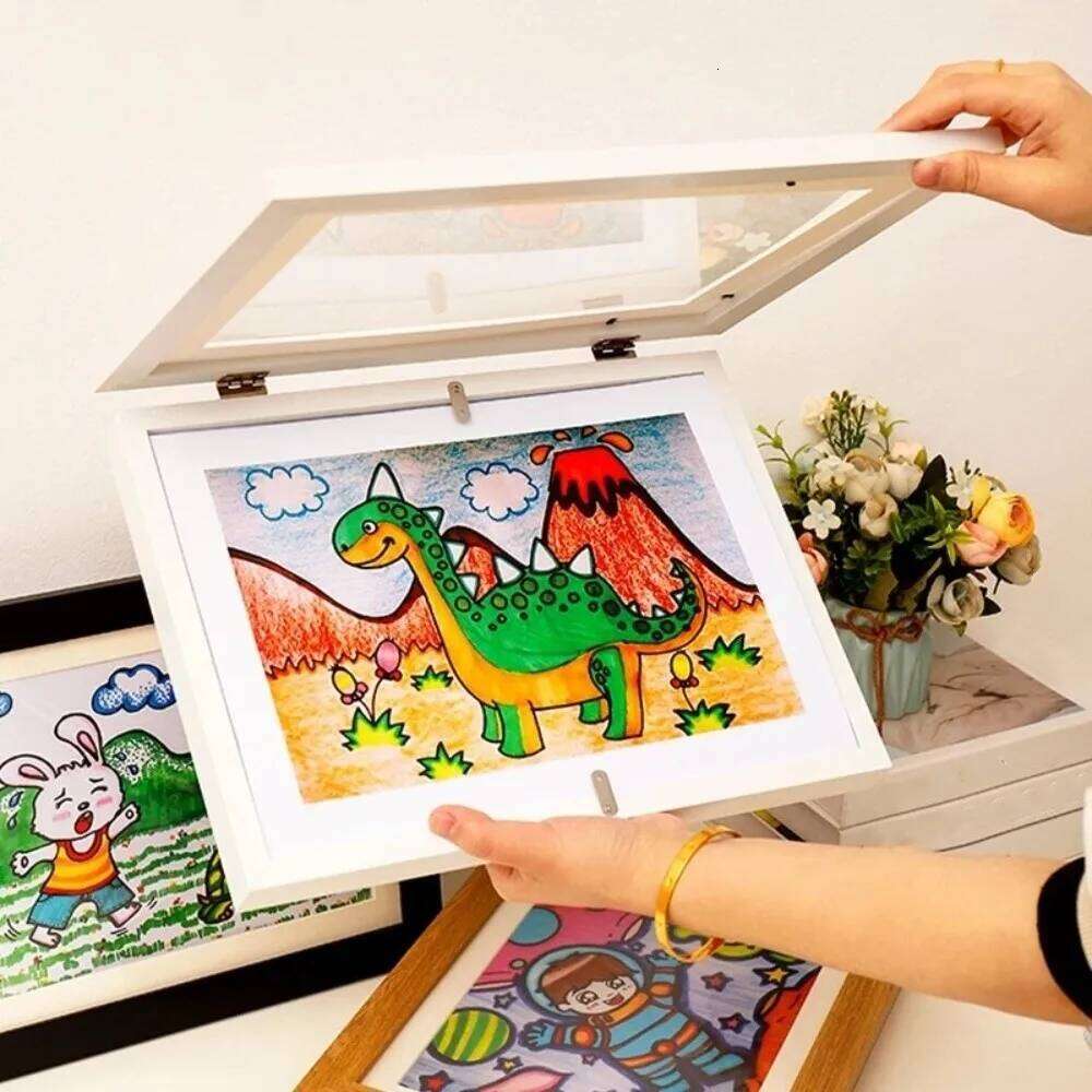 Multi-functional Wooden Picture Wall Mount Closure Photo Rectangle Changeable Flip Art Frame H260306