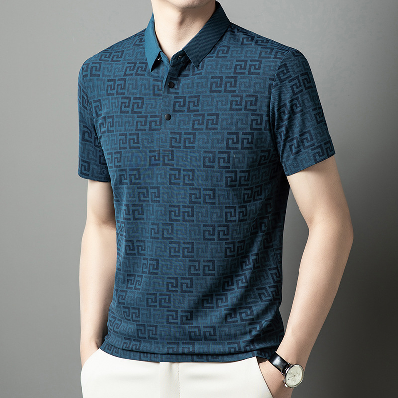 Luxury Designer Clothes 2025 Summer Mens Casual Seamless T-Shirt Fashion POLO Shirt Comfortable Versatile Short Sleeve Mens Clothing Ice Silk Breathab
