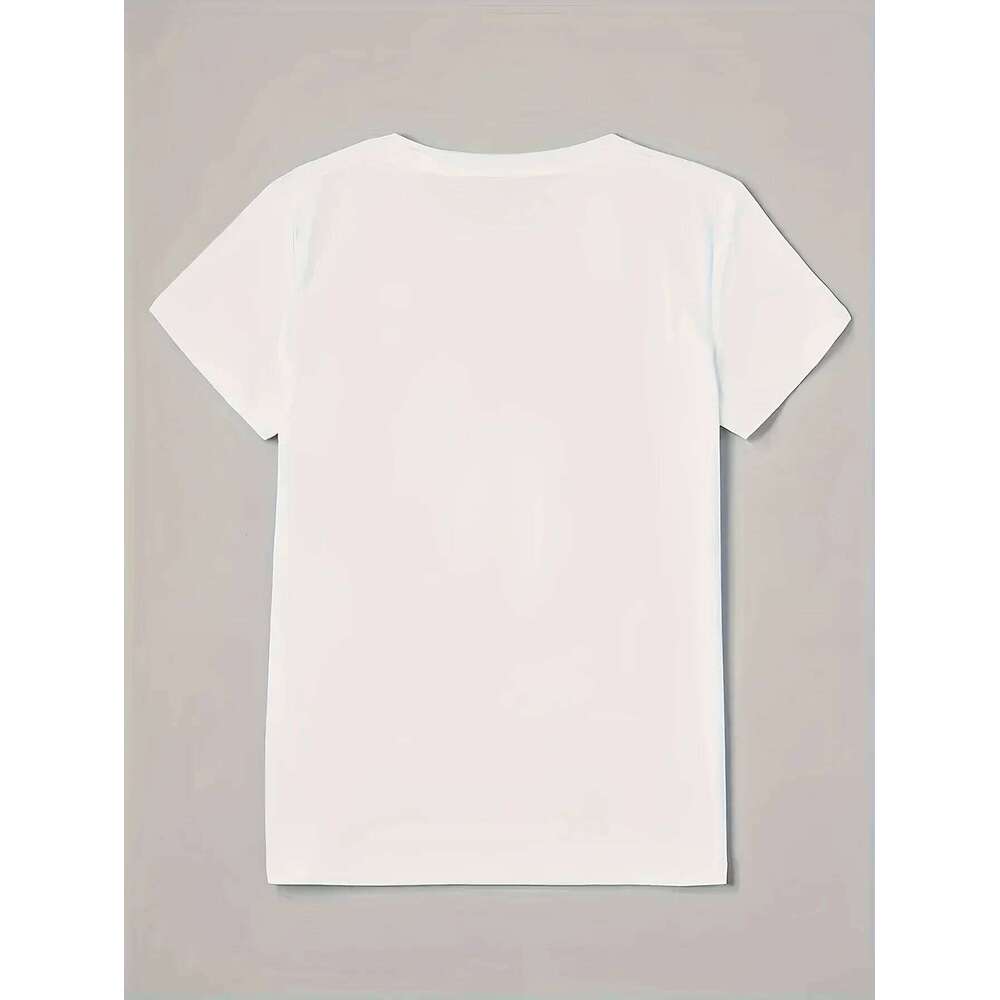 Women's themed LIVE LOVE crochet printed heart-shaped casual short sleeved round neck T-shirt XJ260306 XJ260306