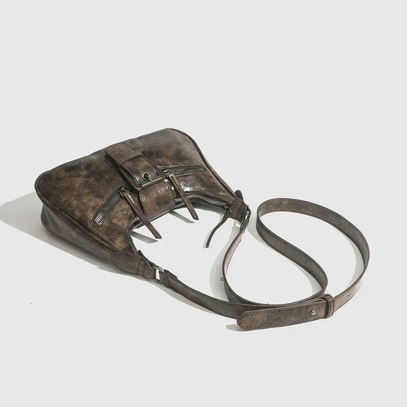 Retro Belt PU Leather Shoulder Bags for Women Y2K Small Vintage Female Underarm Crossbody Bag Fashion Handbags 260306