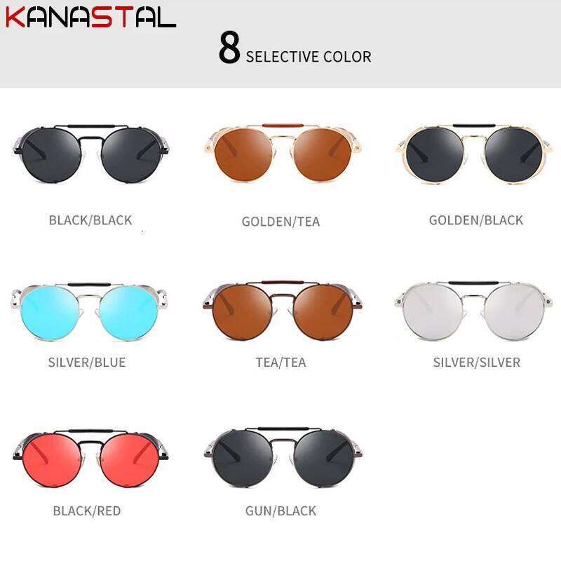 Men's UV Protection Sunglasses Steampunk Sun Glasses Retro Round Metal Frame Women Gothic Mirror Lenses Fashion Party Eyewear 26Y0302