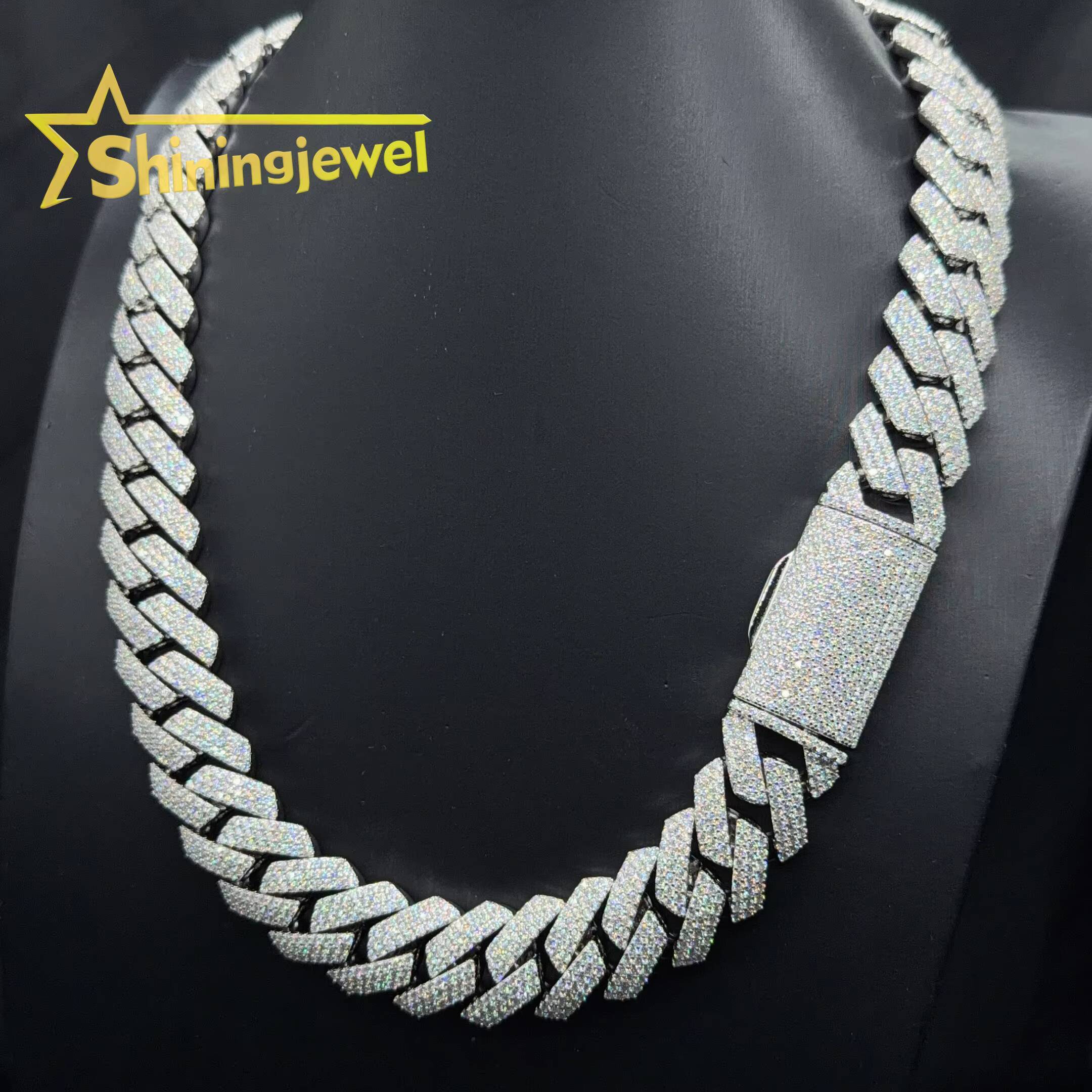 15mm 3 Row 925 Silver Iced Out Cuban Link Chain Moissanite Diamond Hip Hop Jewelry Cuban Chain Moissanite Pass Diamond Tester