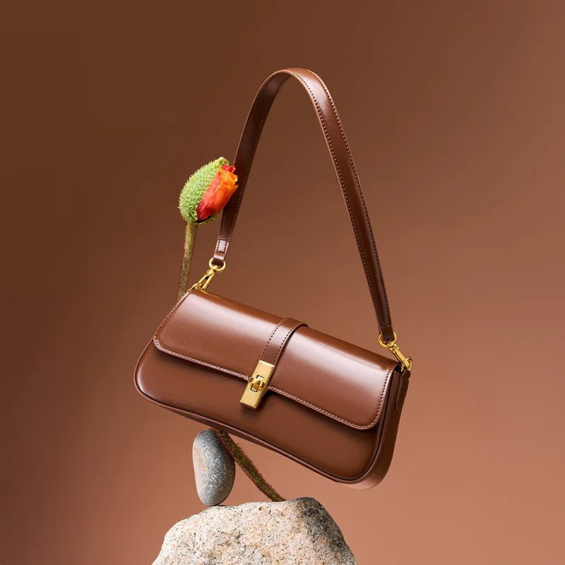 YANATARI underarm cowhide Genuine leather handbags women vintage shoulder bag female crossbody bags y high quality 260228