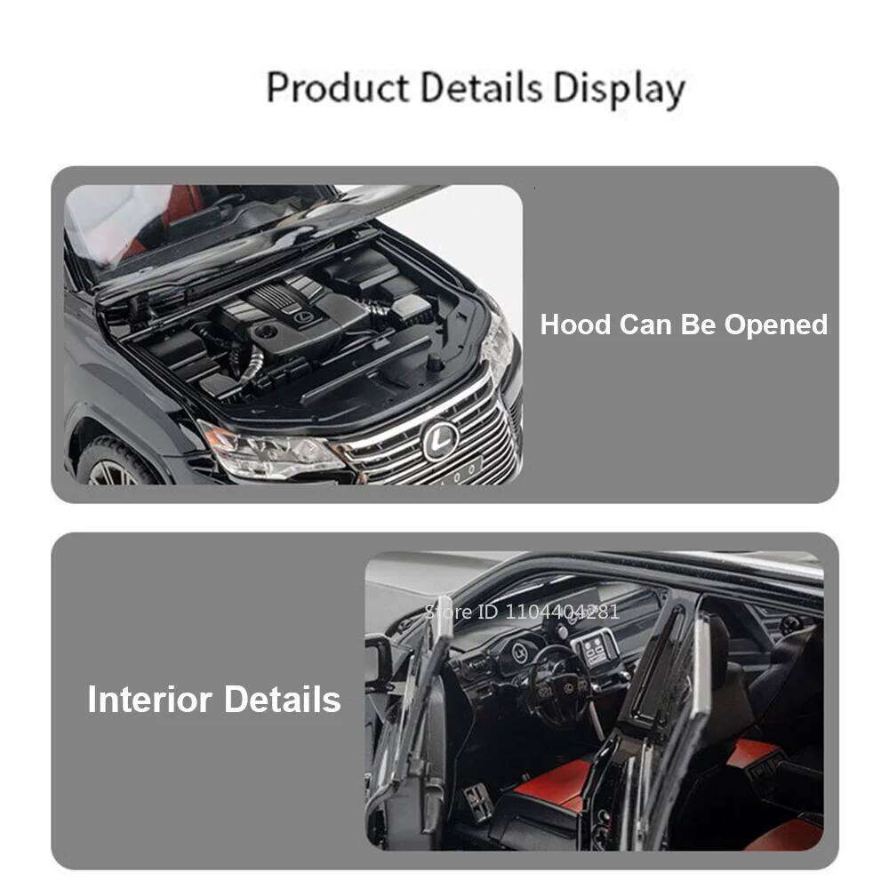 1:24 LX600 ES300H Models Alloy Diecast Toys Cars 6 Doors Opened Sound Light Pull Back Front Wheel Steering Vehices Kid's Present Z260306