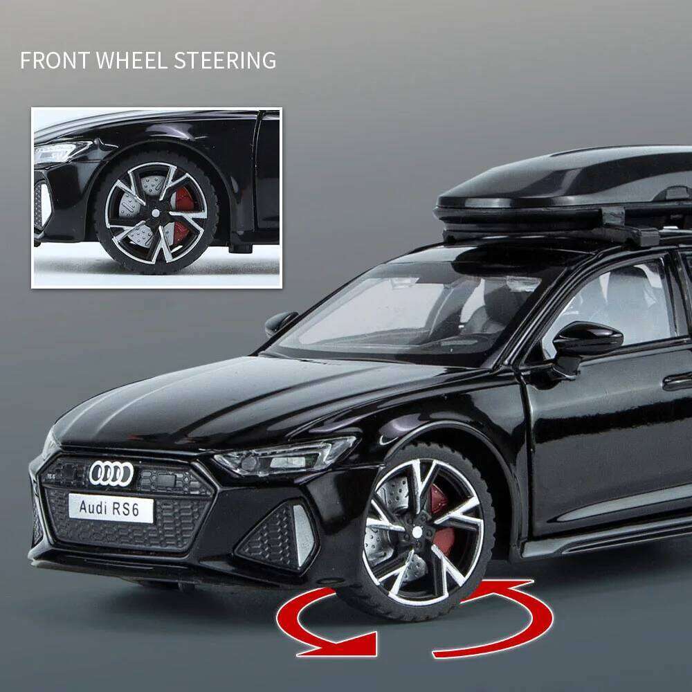 1:32 Audi RS6 Car With Sound Light Doors Opened Alloy Diecast Model Trendy Display Ornament Children Brithday Toy Gift Z260306