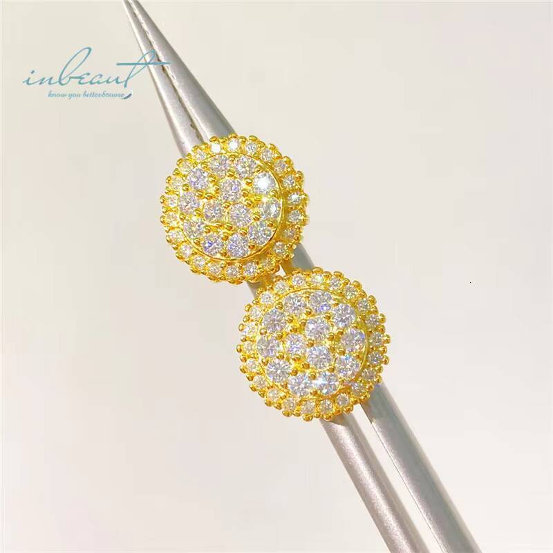 18K Yellow/Rose/White Gold Plated Diamond Test Past Total 2 Carat Round Brilliant Cut Micro D Color Moissanite Stud Earrings