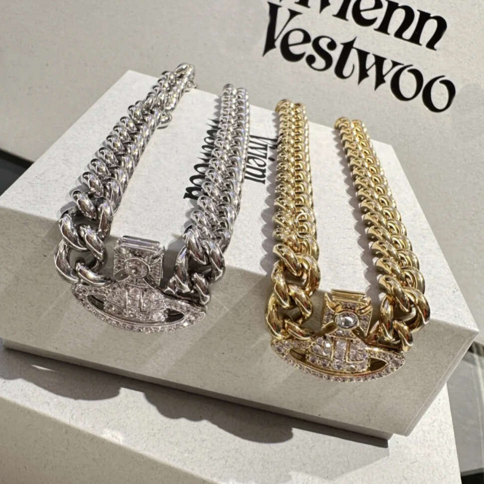High-Quality Empress Dowager Cixi Cuban Saturn Thick Magnetic Necklace High-End Punk Collarbone Chain Choker