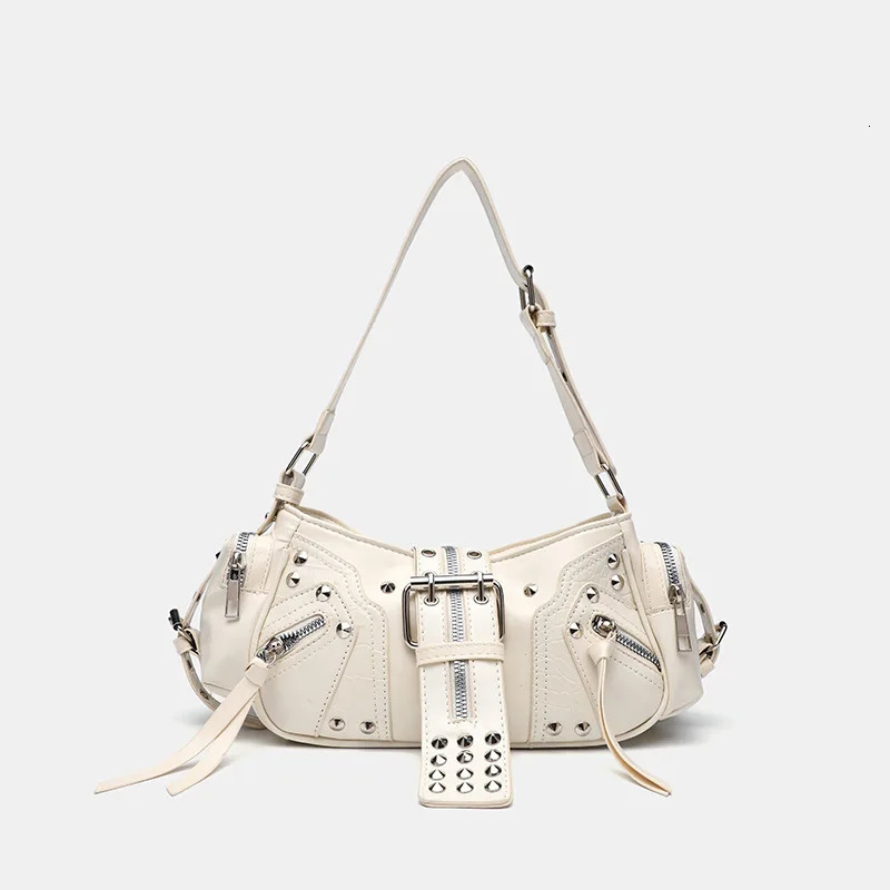 Womens Y2k Punk Vintage Shoulder Purse PU Leather Gothic Rivet Handbag Waist Bag Black Cross Body Bags with Spikes 260303