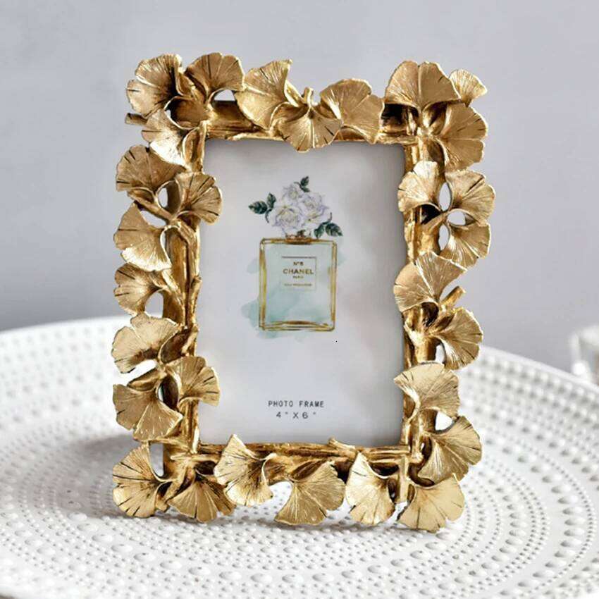 Creative Retro Golden Picture American Ginkgo Leaf Suitable for Decorative Painting 4 6 Inch Photo Frame H260306