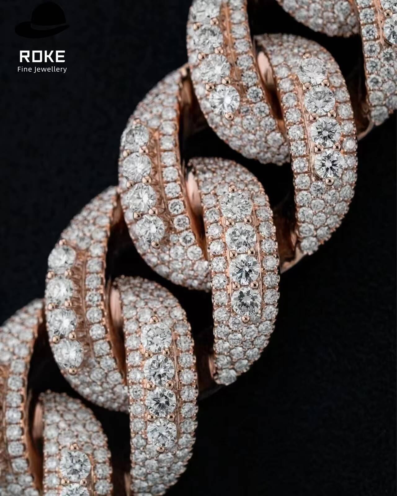 23mm Icy Miami Cuban Chain 9K-18K Gold/Platinum Double Row Pave Lab Grown Diamond IGI Certified Hip Hop Jewelry