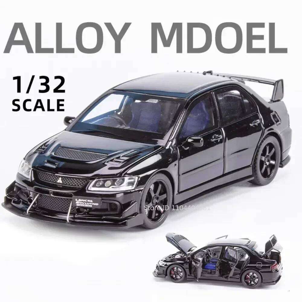 1:32 Mitsubishi EVO Evolution Toys Diecast Alloy Model Miniature Car 6 Doors Opened Sound Light Pull Back Vehices Friend's Gifts Z260306