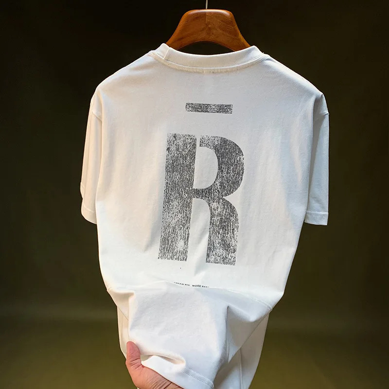 2025 Summer Short Sleeve Tshirt Mens Letter Printed Trendy Versatile American Half Top 260228