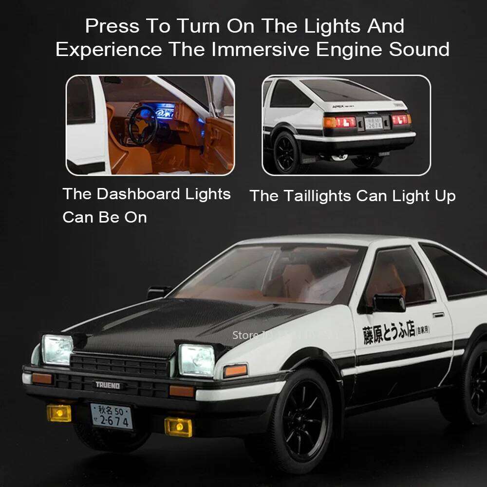 Large 1:18 Initial D AE86 Land Cruiser LC300 Alloy Toys Model Car Diecasts Doors Opened Sound Light Pull Back Vehices Boy Gifts Z260306