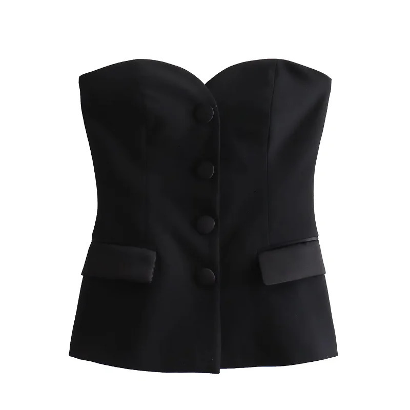 HXAO Top Womens Summer TanksCamis Elegant Tube Top Ladies Fashion Casual White Black Sleeveless Backless Corset Tops 260306