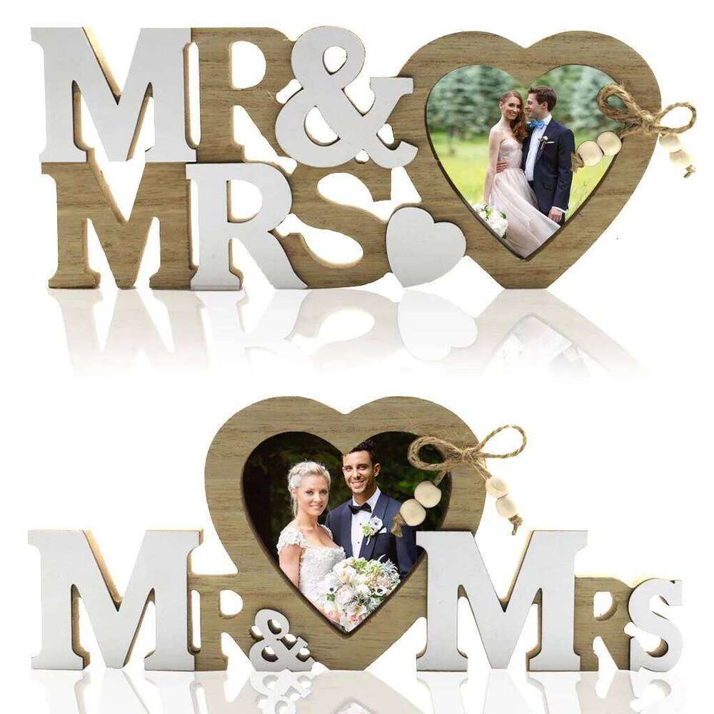 1PC Wooden Crafts for Wedding Love Father's Day Papa Picture English Letter Photo Frame Table Decor H260306
