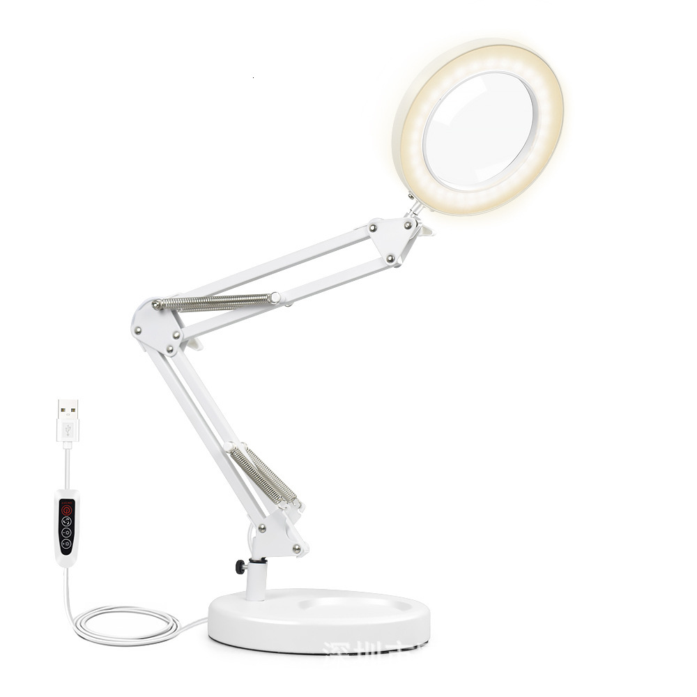 Free Shipping Long-Arm Foldable Desktop Magnifying Glass Lamp Welding, Repairs, Jewelry Appraisal, Beauty, Manicure, And Reading For The Elderly