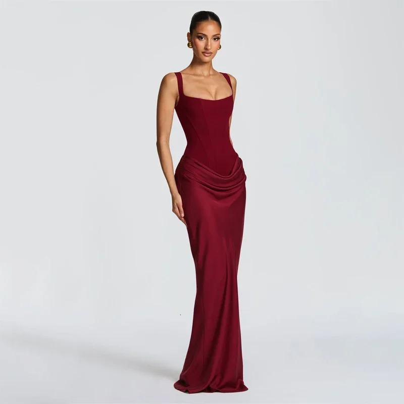 COOBBU Brown Sexy Pleated Mini Dress Women 2026 Fashion Squareneck Sleeveless Bodycon Backless High Waist Dresses Lady Party 260306