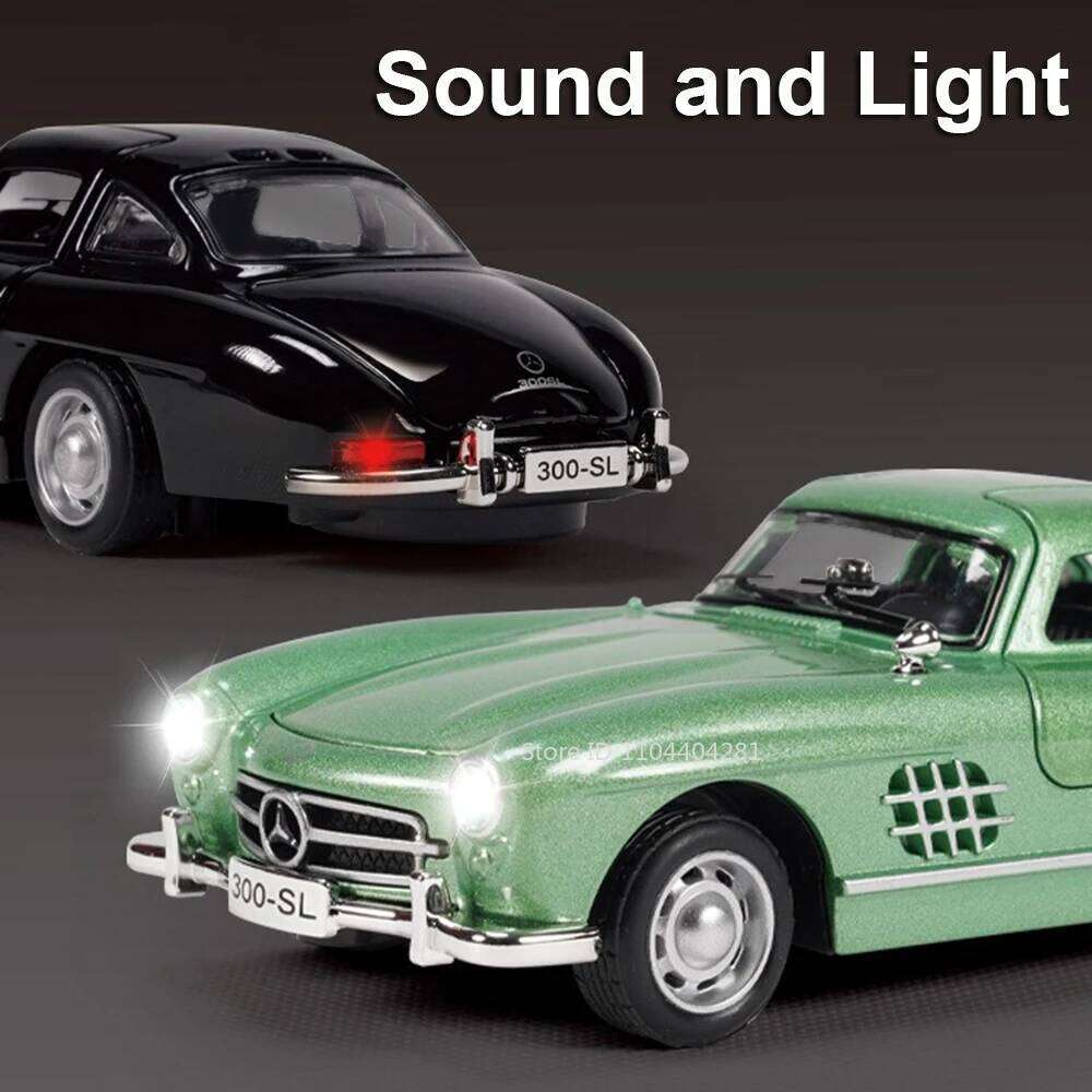 1:32 300SL Alloy Model Diecast Toys Car Sound Light Doors Opened Wheel Pull Back Miniature Cars for Boys Birthday Gift Z260306