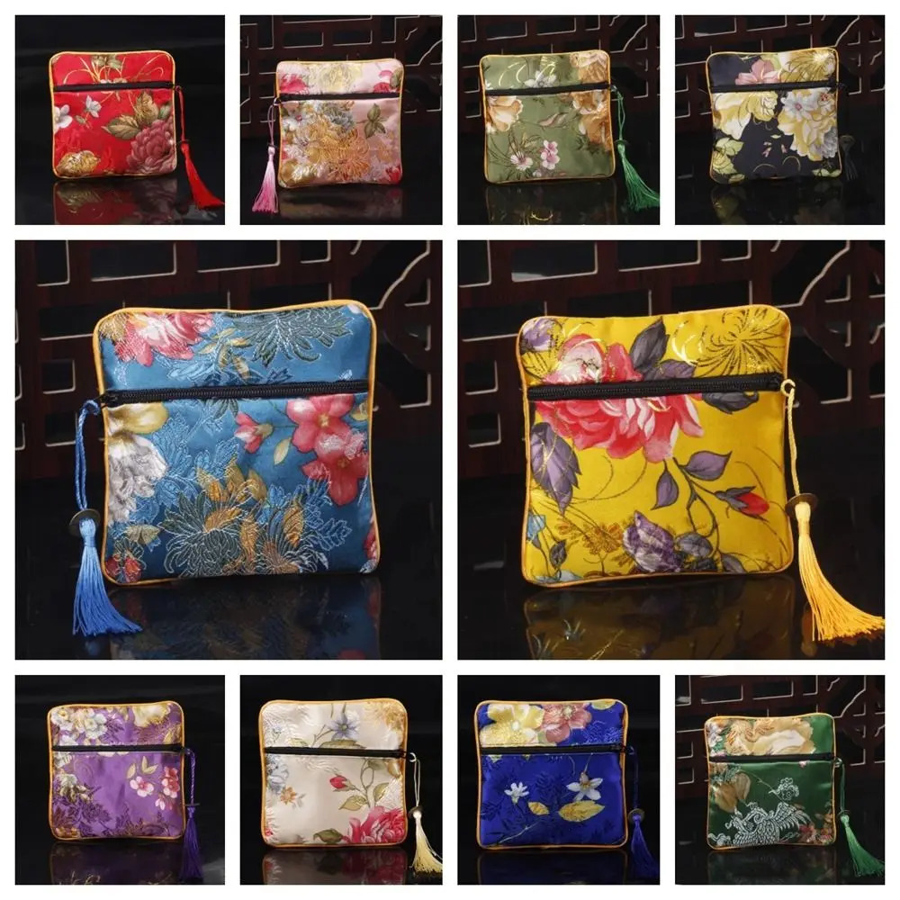 Cloth Embroidery Coin Pouch Tassel Copper Cash Pendant Jewelry Storage Bag Necklaces Case Bracelet Chinese Style 260307