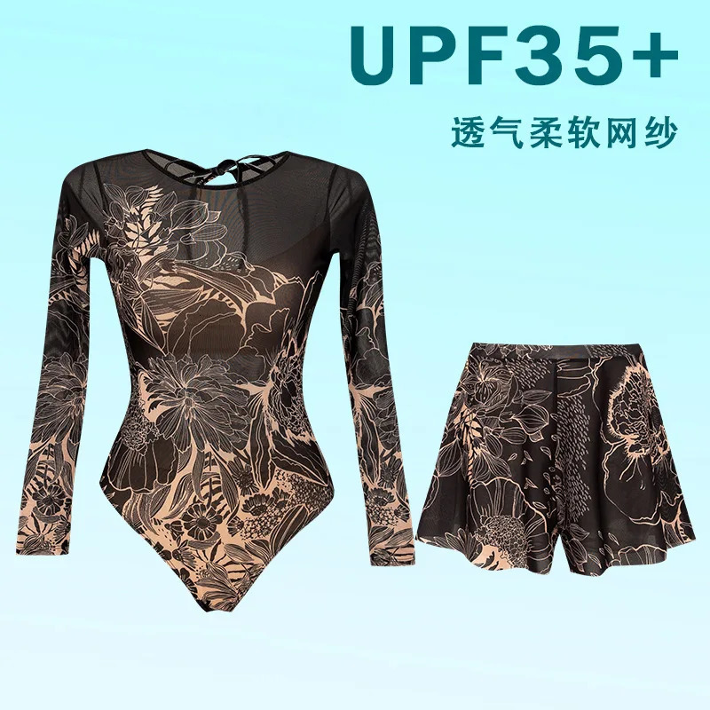 2026 Swimwear Women Long Sleeved Sun Protection One Piece Swimsuit Females Sports Bathers Swimming Bodysuit Beach With cover up 260306