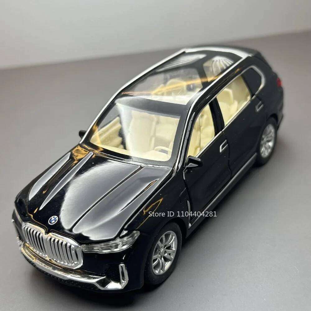 1:32 X7 X5 Miniature Model Toys Diecast Car 6 Doors Opened New Energy Vehicles Sound Light Pull Back Fashion Collection Ornament Z260306