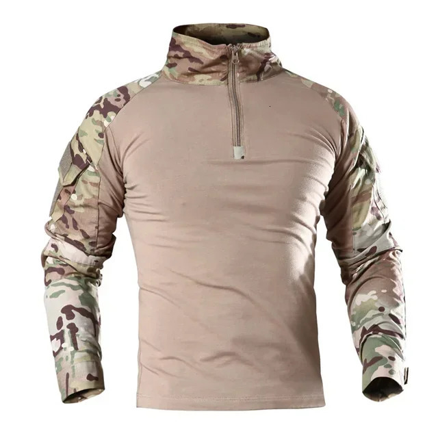Outdoor Tactical Hiking TShirts Men Combat Military Army CP Camouflage Long Sleeve Hunting Climbing Shirt Cotton Sport Clothes 260302