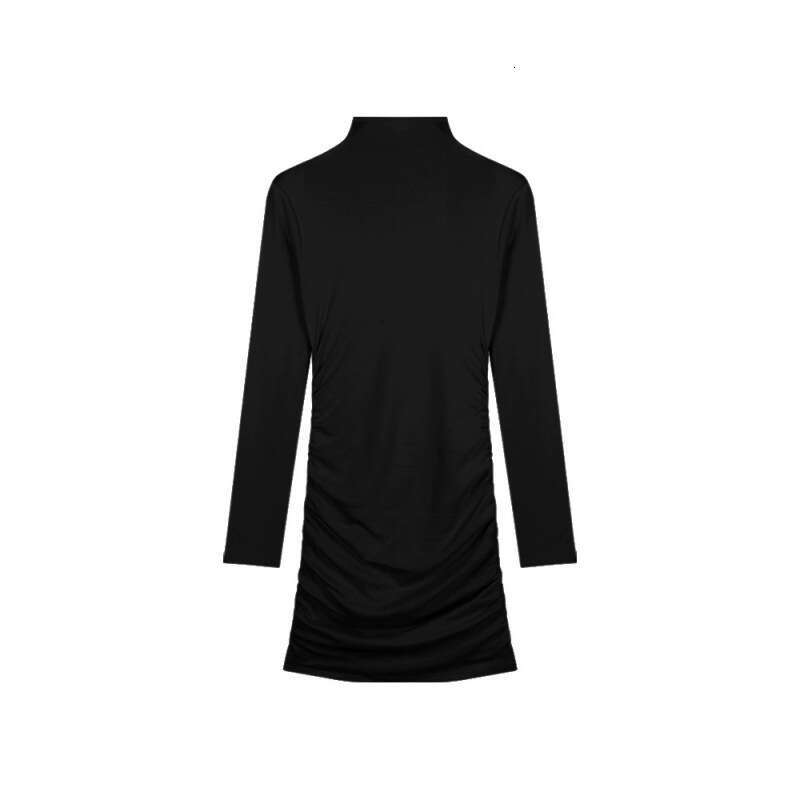 2026 spicy girl half A1 high neck long sleeved women's autumn and winter slim fit tight inner layer bottom skirt pure desire style short skirt