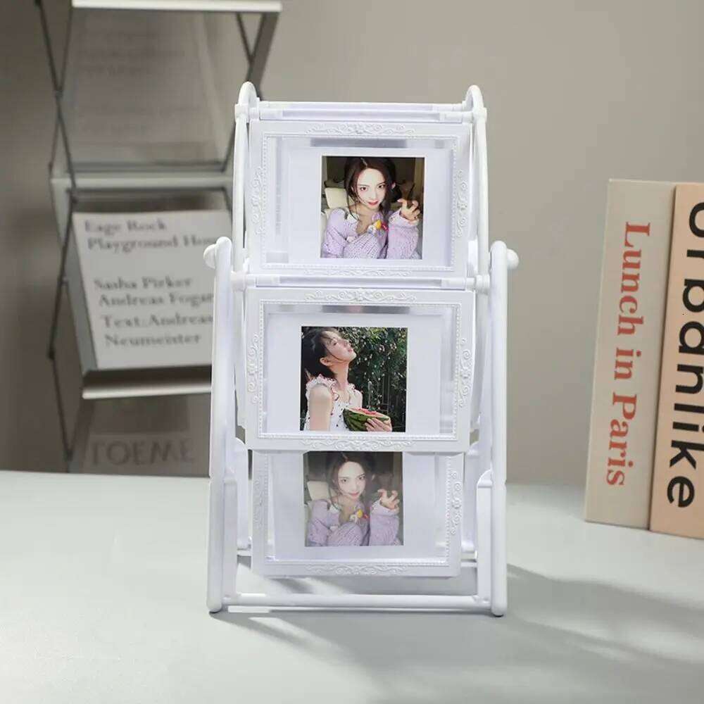 Vintage Rotating Picture Classic 5inch 12 Photos Ferris Wheel Display Frame Rectangular DIY Photo Organizer H260306