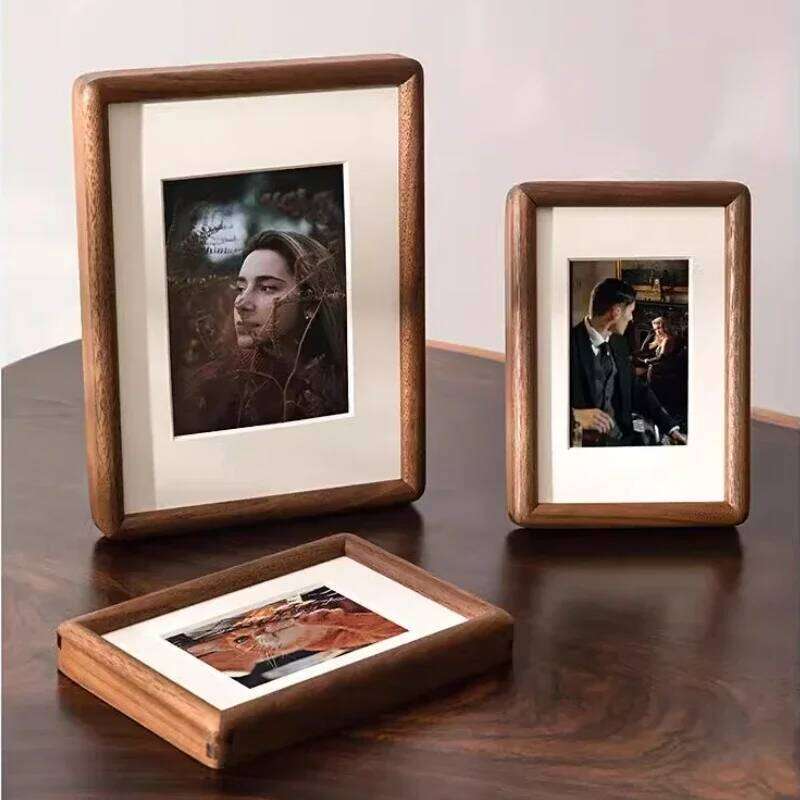 Black Walnut Round Photo 6/7/8/10-Inch Real Wood Picture Frame Wall or Tabletop Display for Home Decorative Gallery H260306