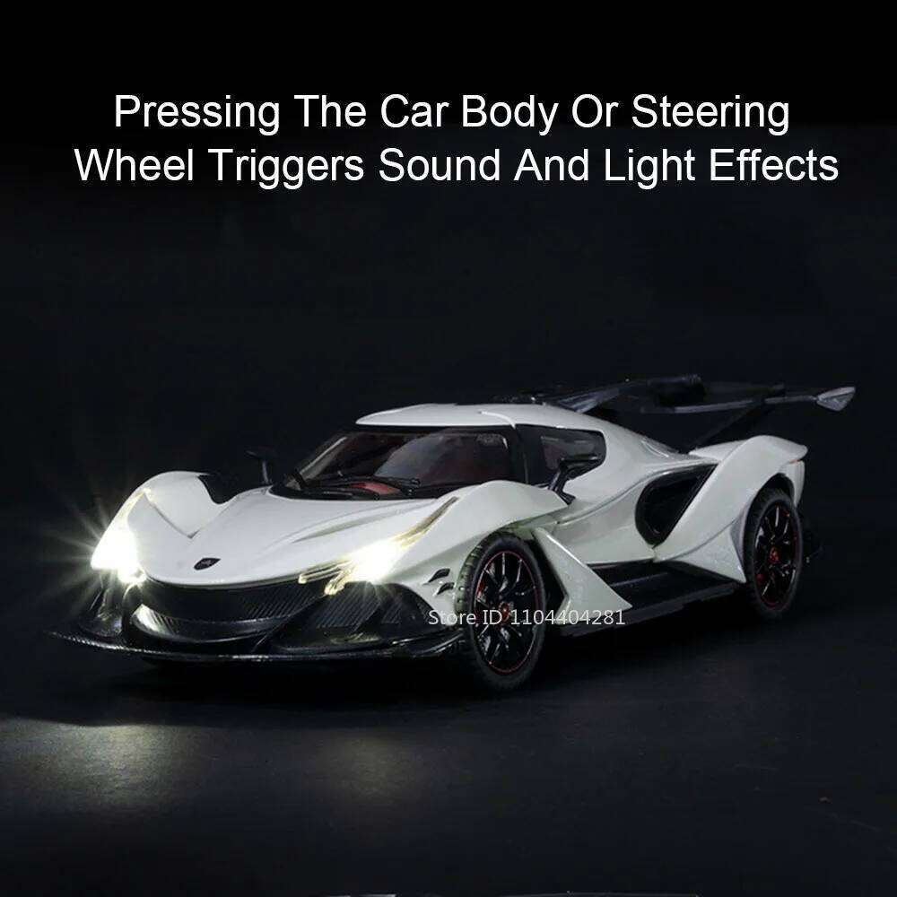 1:24 Apollo IE EVO Alloy Model Toy Diecast Car Doors Opened with Sound Light Pull Back Front Wheel Steering Sports Cars Boy Gift Z260306