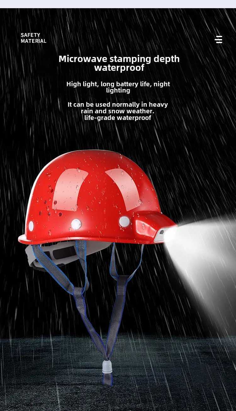 Construction Safety Helmet with Inductive LED Headlight Integrated Headlamp Helmet ABS Site Work Helmet H260307