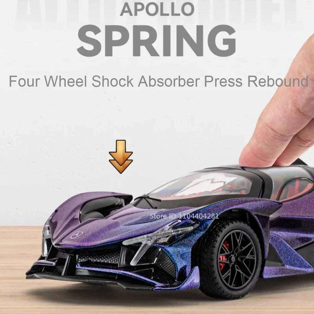 1:24 Apollo EVO IE Alloy Sports Car Model Diecast Toy Doors Opened with Sound Light Pull Back Miniature Vehice for Children Gift Z260307