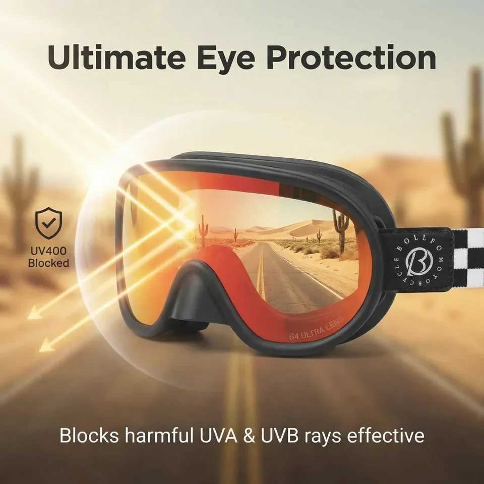 Vintage Motorcycle Goggles Over Glasses Photochromic UV400 Dirt Bike Goggles for Men Women Dual-Cycle Defogging Racing Glasses S260304