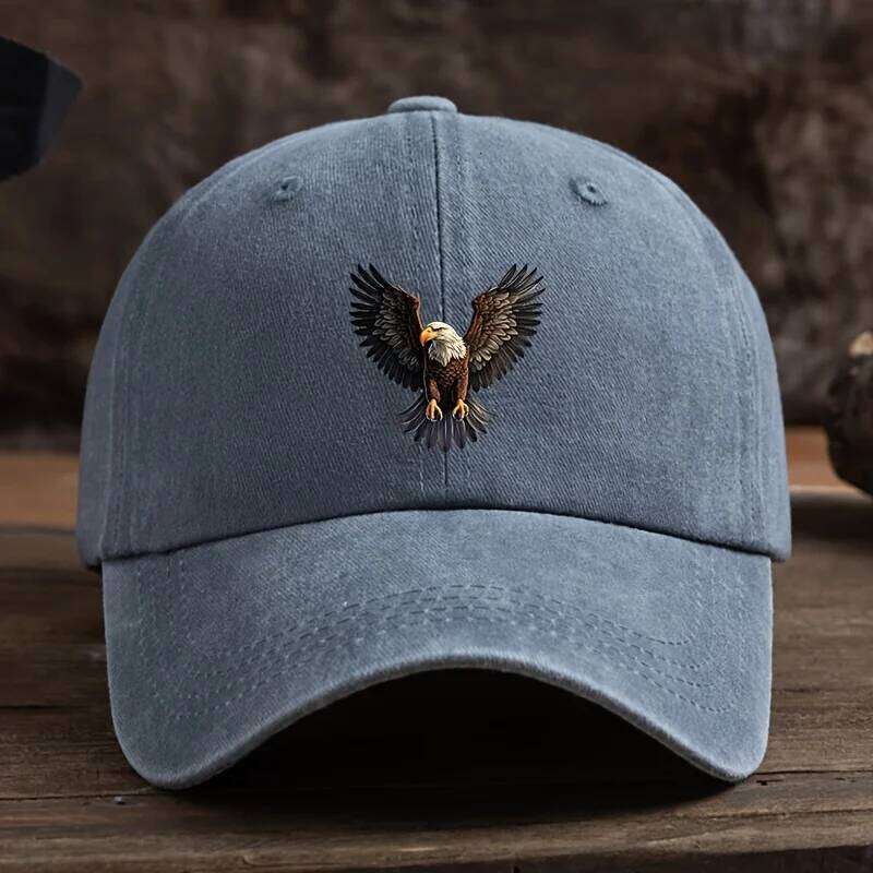A winged eagle print baseball for men's outdoor hat, fashionable and versatile, hip-hop adjustable duckbill cap Y260304