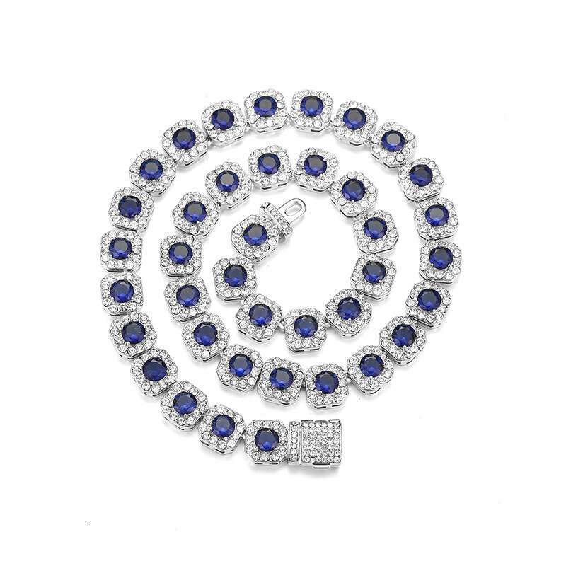 New Hip-Hop High-Quality Design Sense 11mm Zircon Rock Candy Necklace Cross-Border Cuban Chain Wholesale