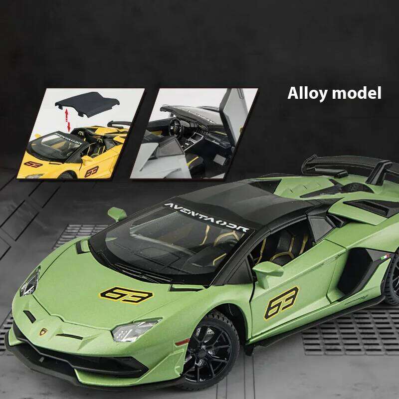 1:24 Lambo SVJ63 Alloy Model Sports Model, Simulated Car Children's Toy Collection Ornaments for Boys Gifts Z260306