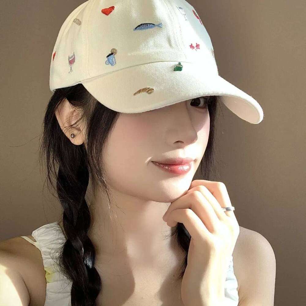 Cute Hats Japanese Sweet Style Retro Embroidered Versatile Women's Baseball Casual Sunshade Sun Protection Cap Y260304
