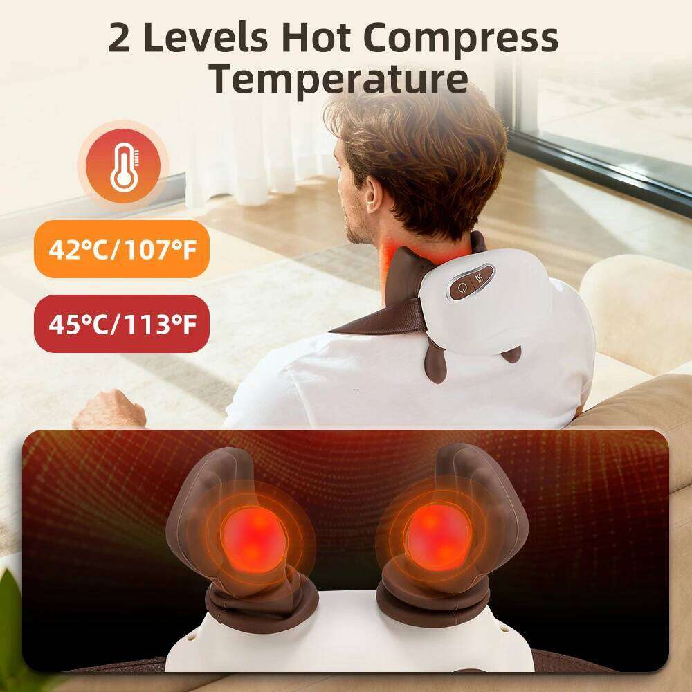 4D Bionic Finger Shoulder Massager Wireless Cervical Hot Compress Trapezius Kneading Massage Shawl Neck masajeador 26Y0307