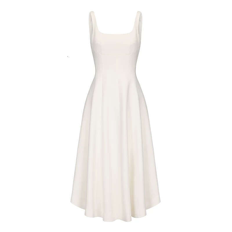 2026 Summer Designer Fashionable French Elegant Hepburn Style Solid Color Lace up a2 Waist Skirt